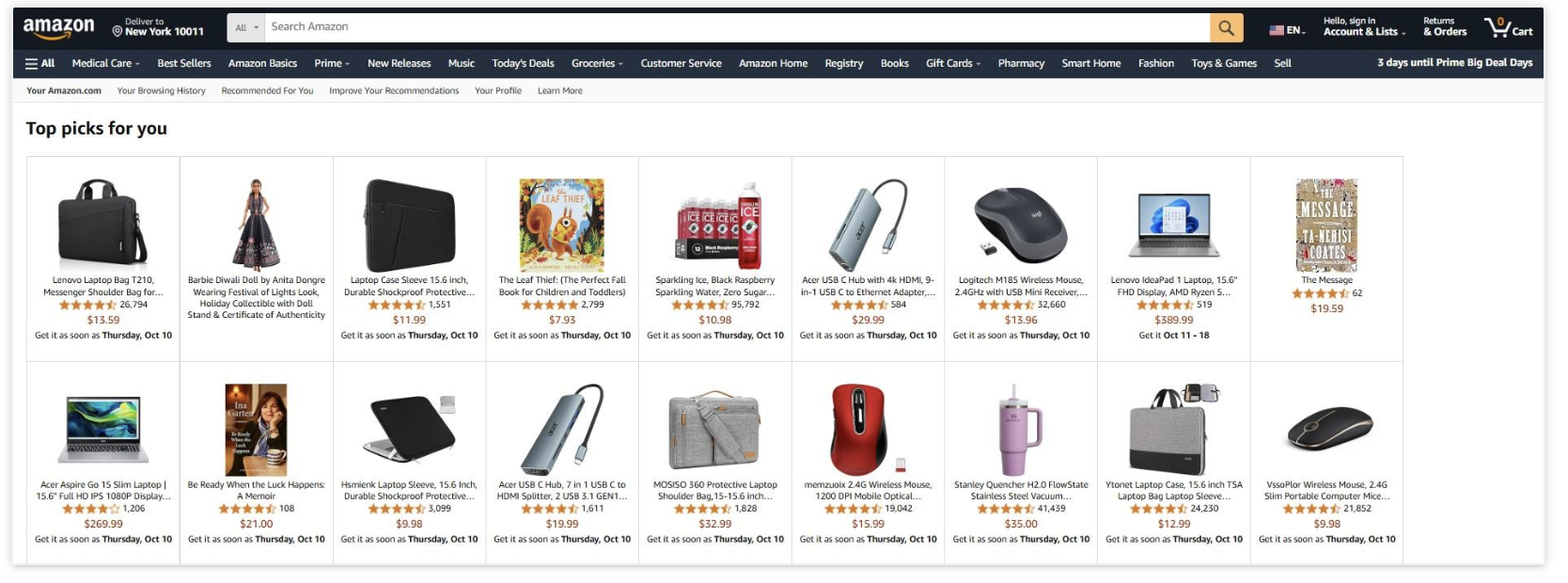 Amazon suggests related products for upsells and cross-sells on its website with AI