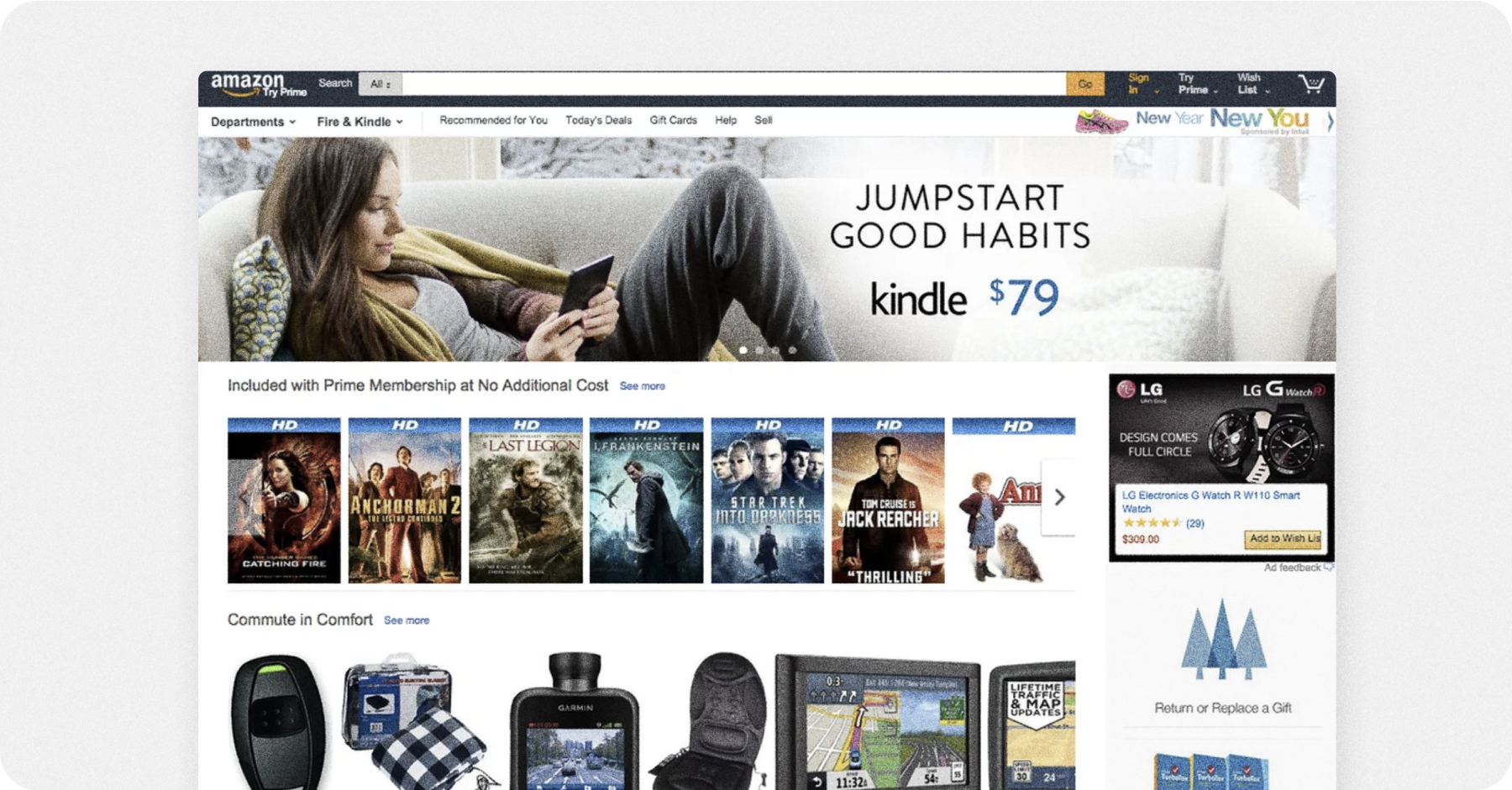 A screenshot of Amazon's homepage