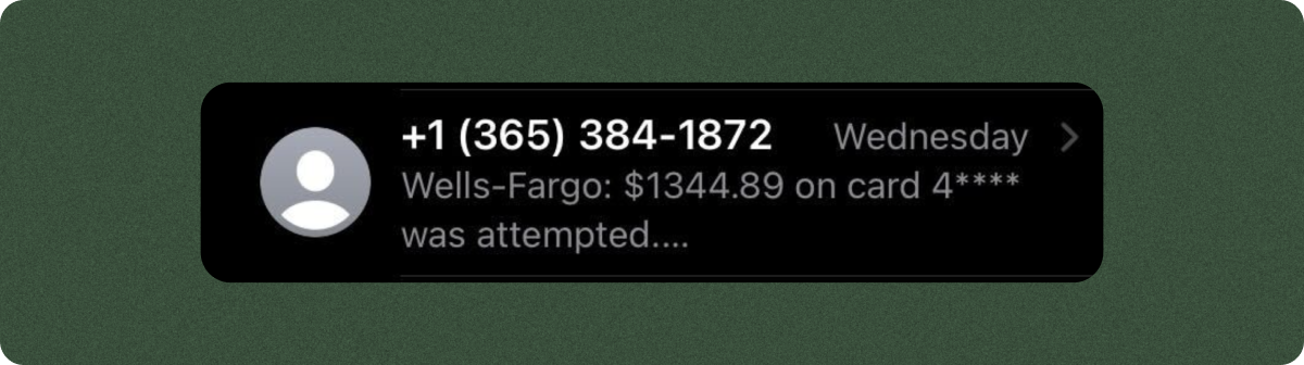 An example of an SMS notification