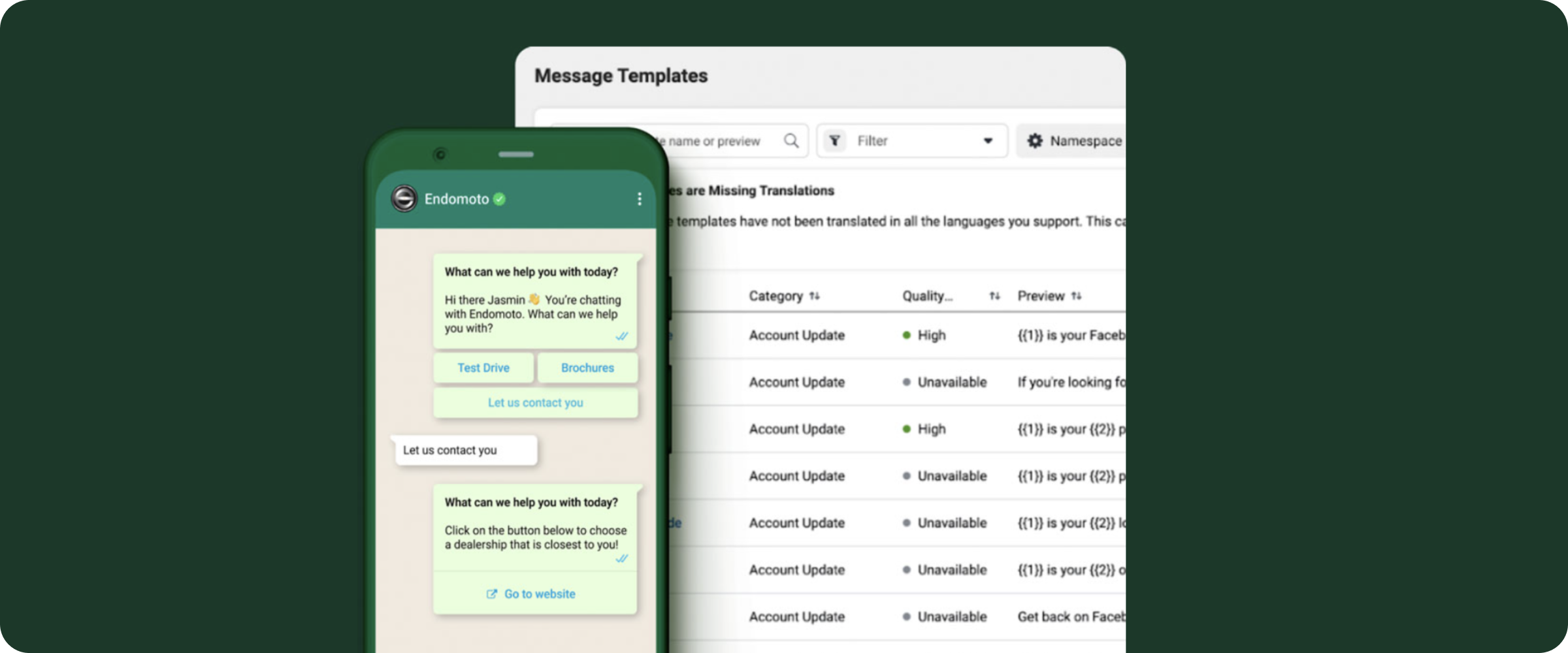 The interface for WhatsApp Business