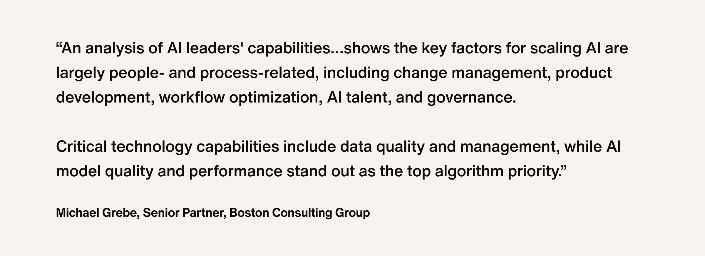 Quote from Michael Grebe, Senior Partner, Boston Consulting Group