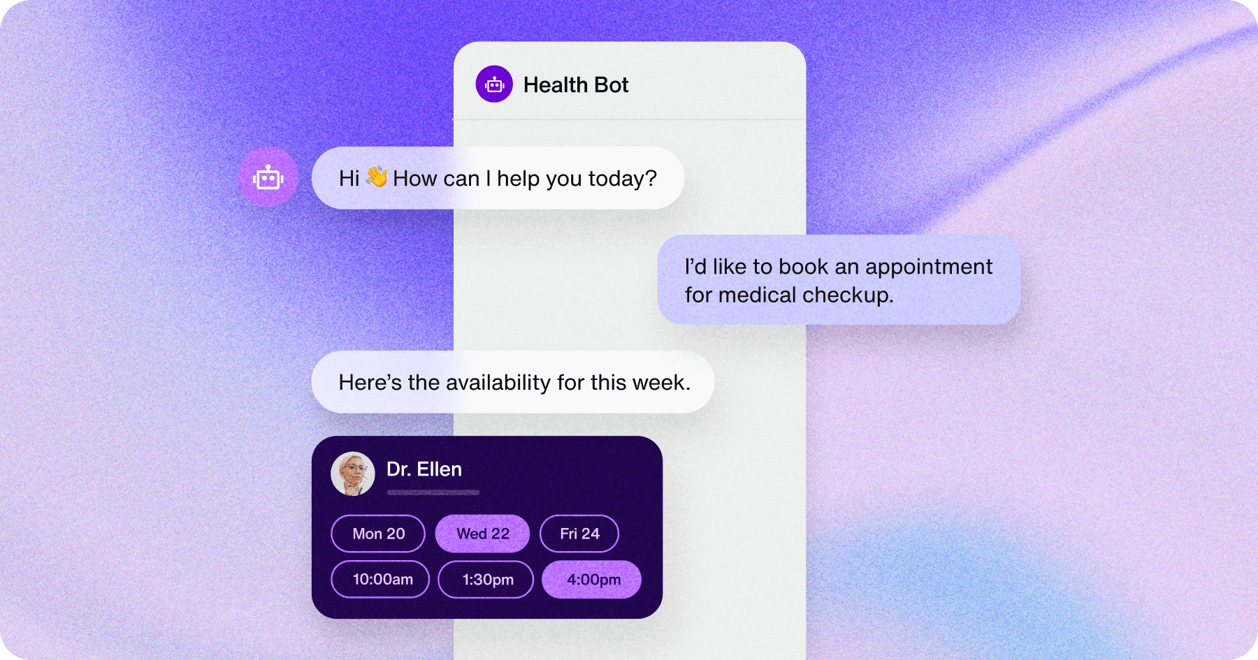An AI chatbot in healthcare helps a patient schedule an appointment