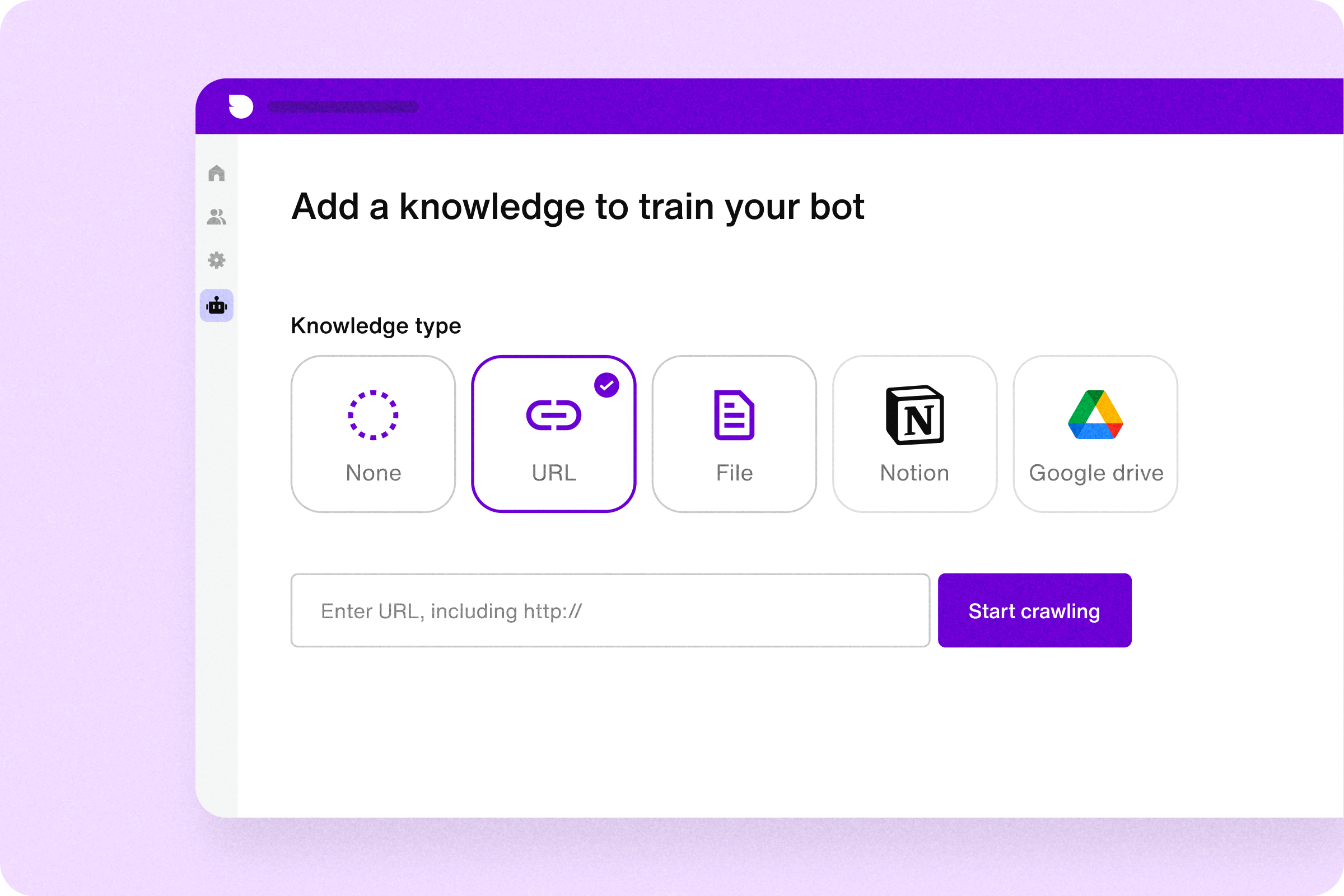 Training an AI chatbot by uploading first-party data from various sources.