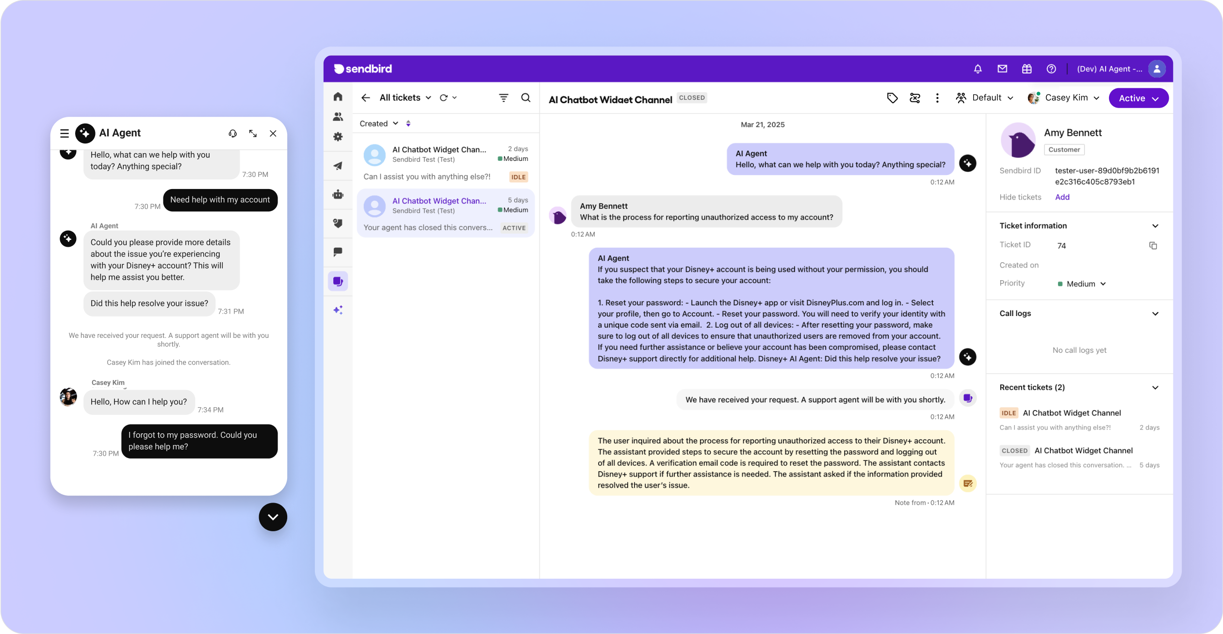 Sendbirds unified support suite img 2