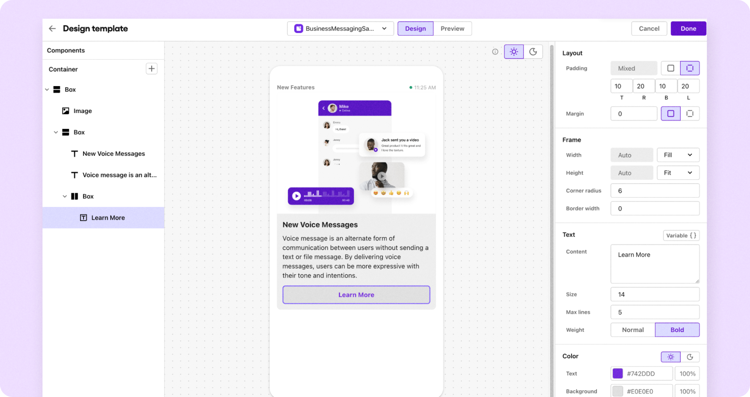 Creating a customized template in the notification builder
